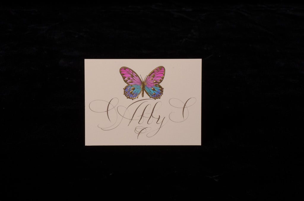 Envelopes & Placecards; title: Hand-painted Butterfly Place Card