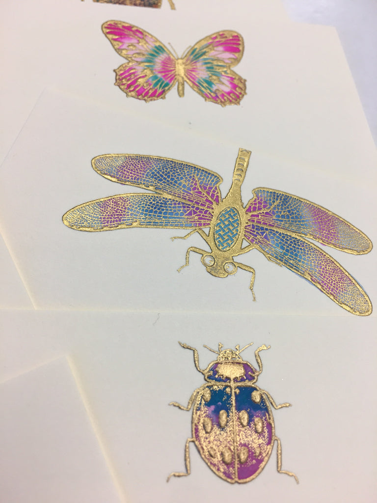 Assorted Bugs Hand Painted Place Cards (butterfly, scarab, ladybug and dragonfly) |  Set of 8