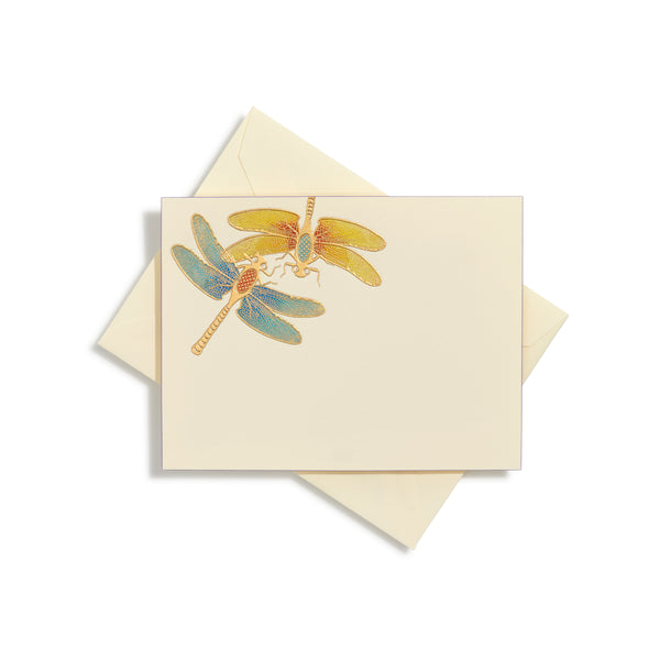 Dragonfly Notecards, White Dragonflies on Black