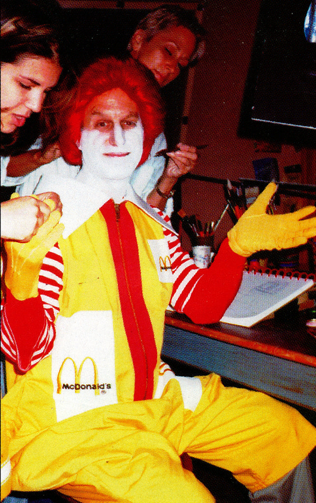 ; title: Yours truly as Ronald McDonald painting and writing for a TV commercial