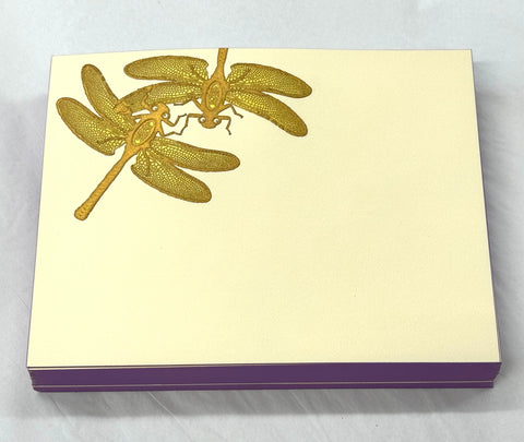 Dragonfly Pair Gold & Yellow Notecards | Set of 10