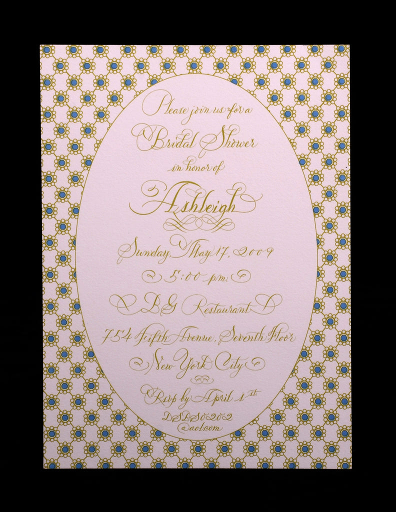 Invitations; title: Ashley Bridal Shower