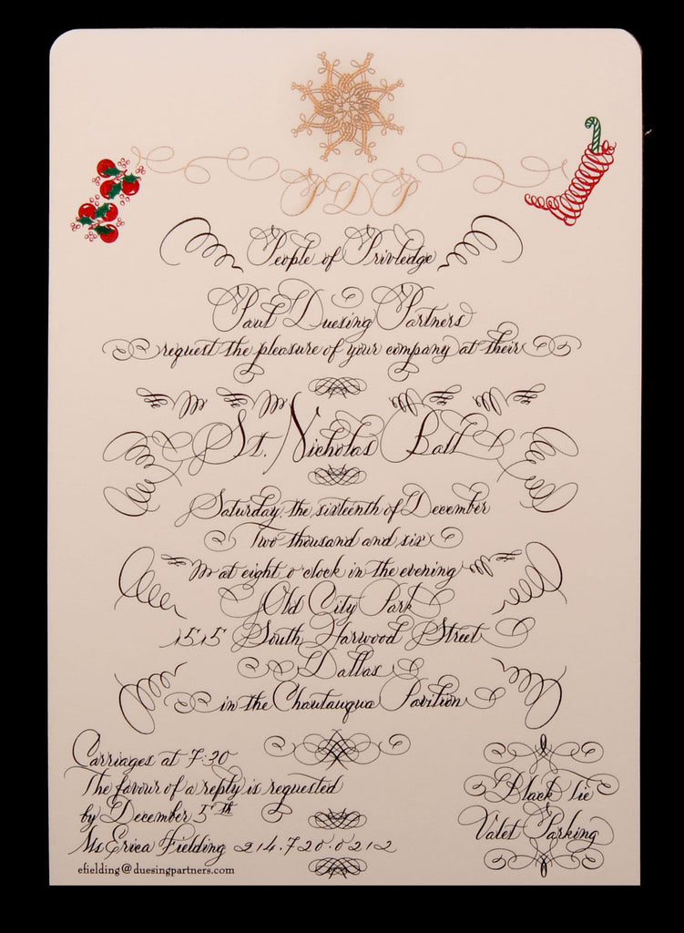 Invitations; title: Duesing St. Nicholas Ball