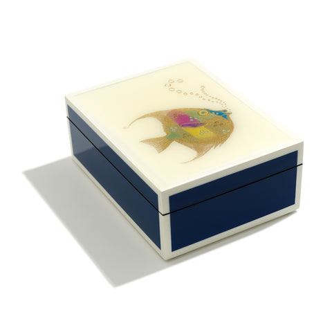 Fish With Bubbles Hand-painted Lacquer Box