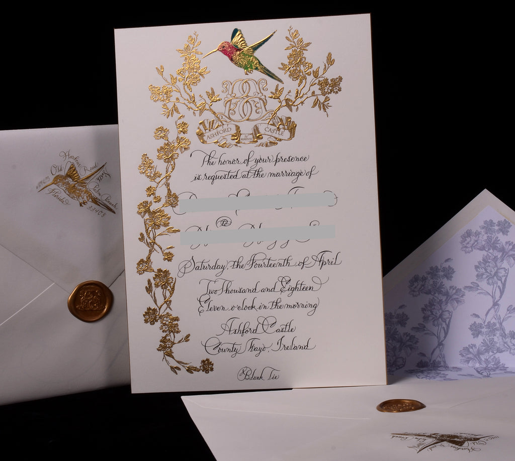 Invitations; title: Hummingbird Wedding Invite