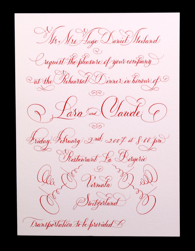 Invitations; title: Meiland Rehearsal Dinner