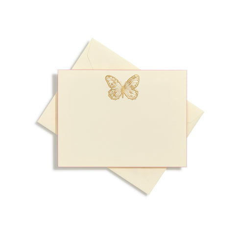 Butterfly in center Gold Notecards | Set of 10