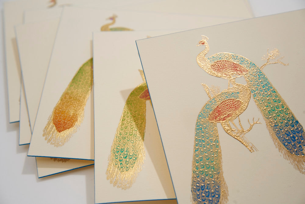 Peacocks Hand-Painted Notecards | Set of 8