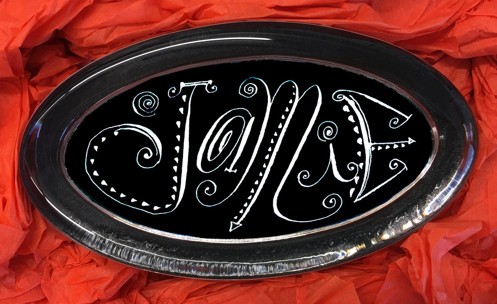 Customized Blue Oval Paperweight