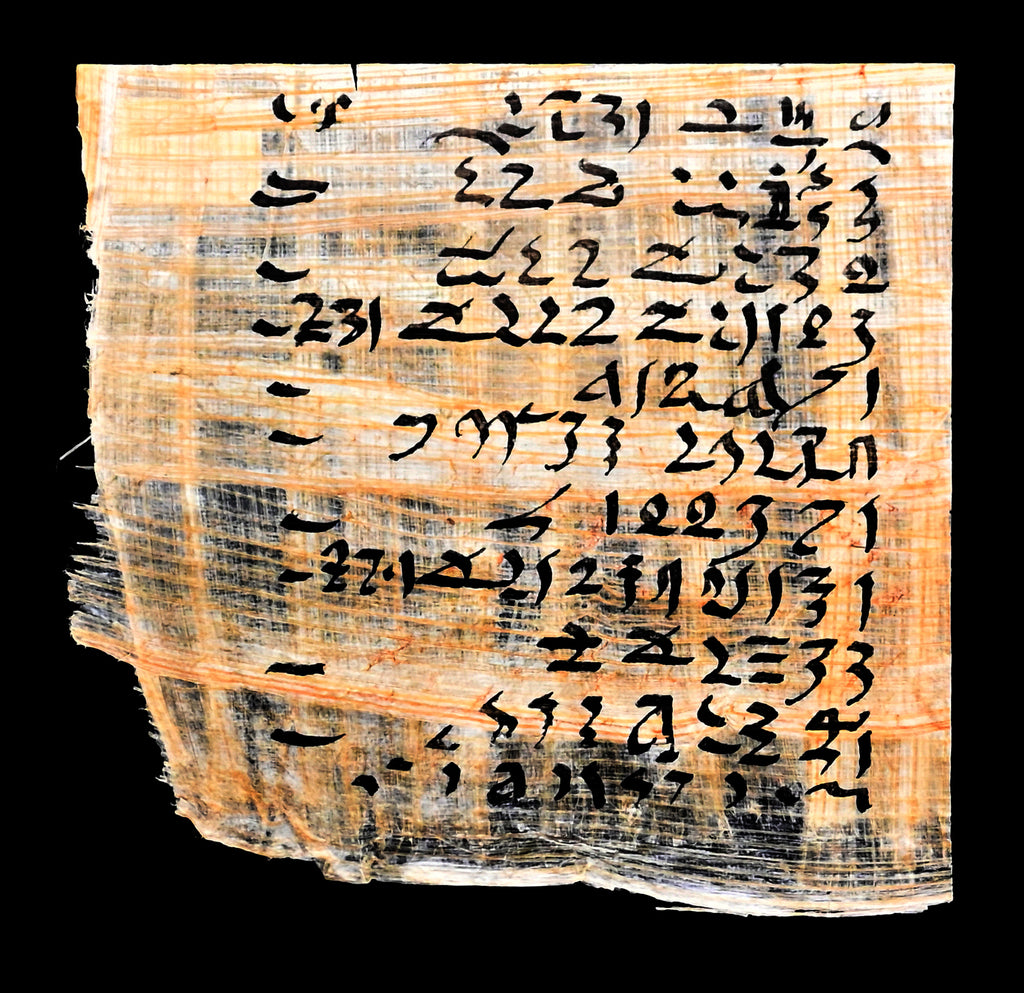 ; title: prop creation writing in hieroglyphics on papyrus