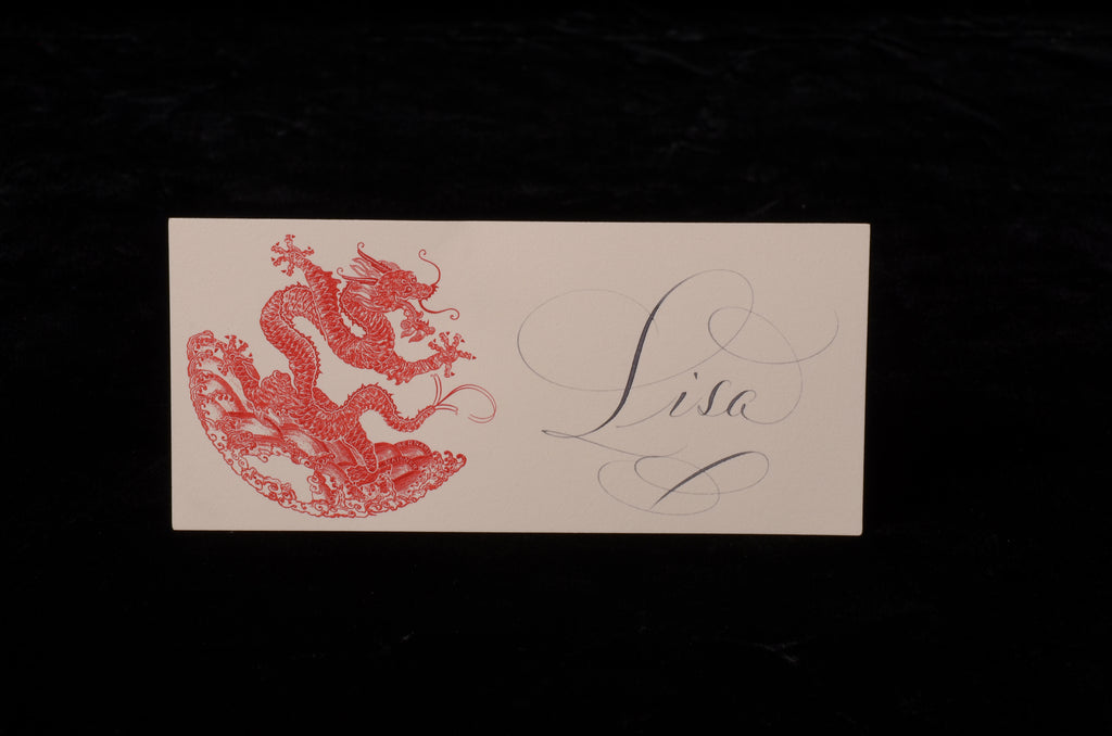Envelopes & Placecards; title: Red Dragon Place Card
