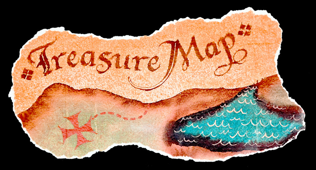 ; title: TREASURE MAPS, WATERCOLORS