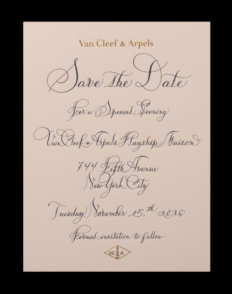 Invitations; title: Van Cleef & Arpels Save The Date