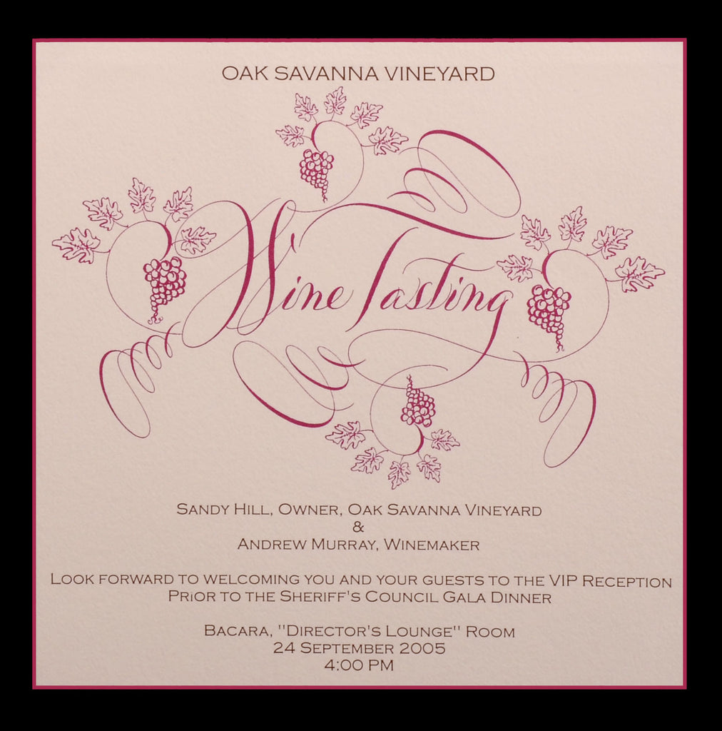 Invitations; title: Wine Tasting